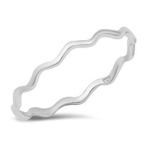 Sterling Silver Wavy Ring 2 mm 925 Fashion Band